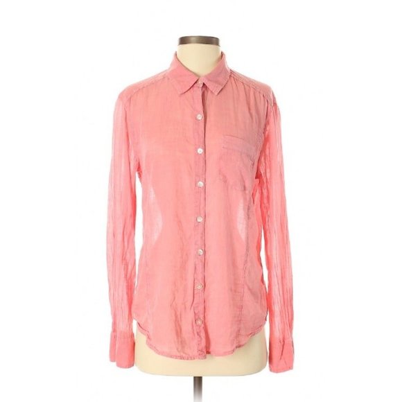 Caslon Lightweight Coral Gauzy Slub Cotton Shirt S - Picture 3 of 3